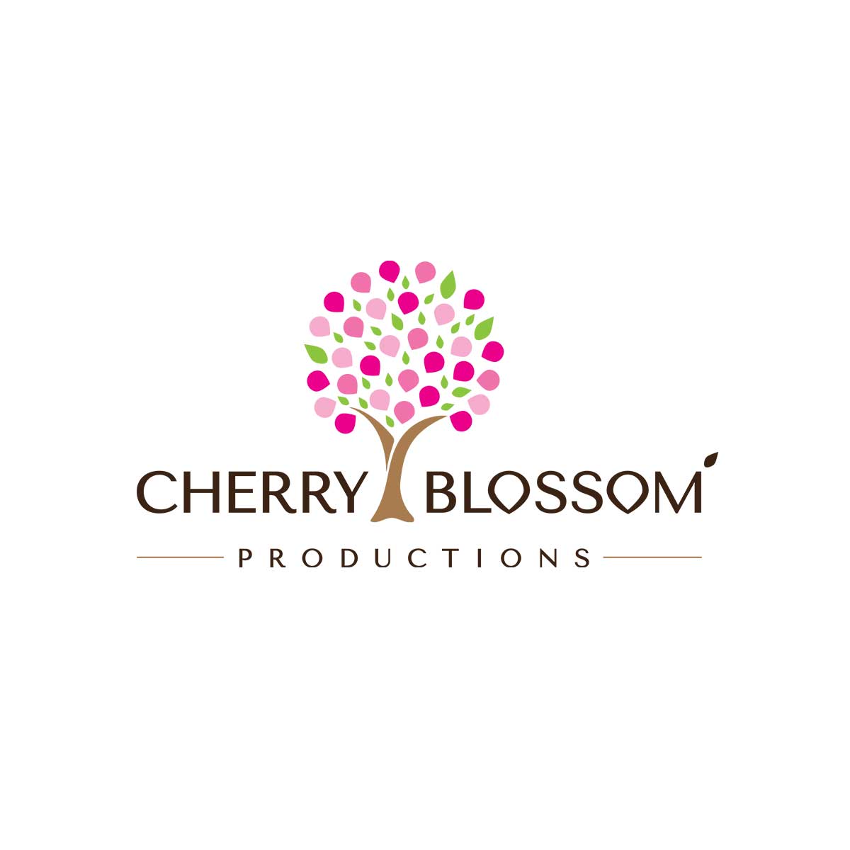 English Logo Cherry Blossom Colourful Green.